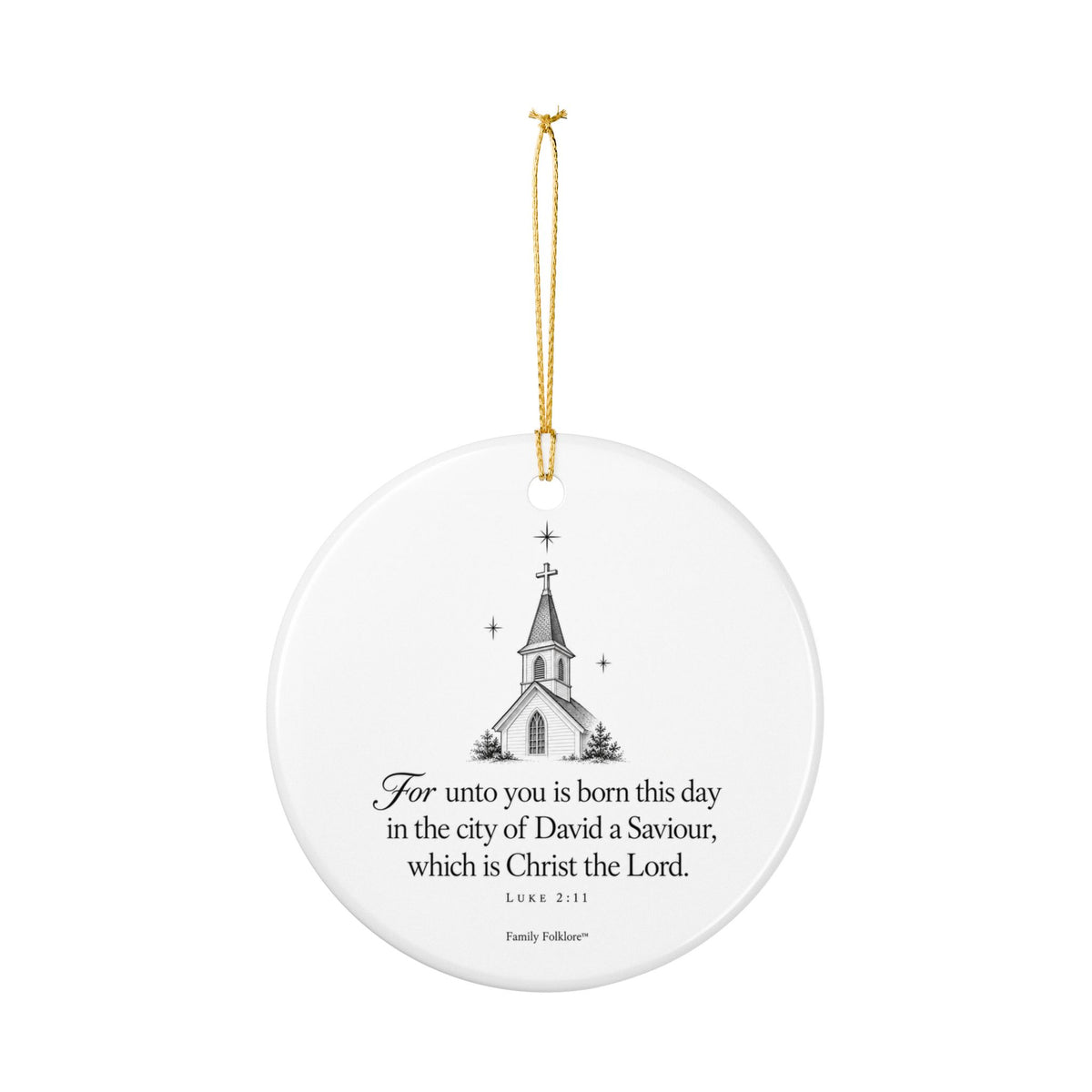 Personalized Church Christmas Ornament — Luke 2:11 & Custom Year