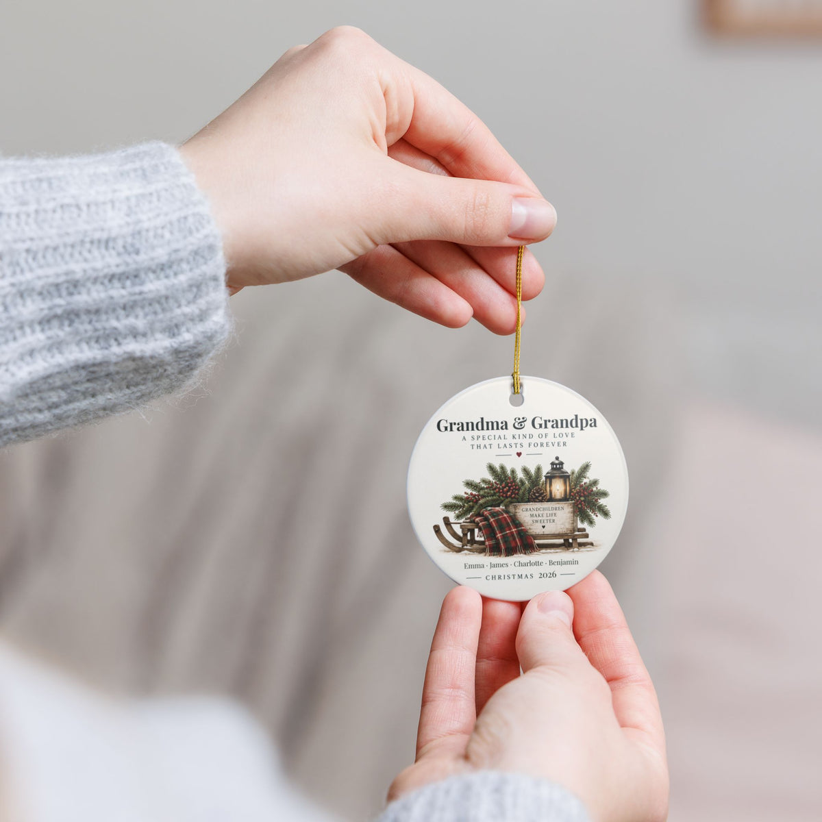 Personalized Grandparents Christmas Ornament — Grandchildren Names