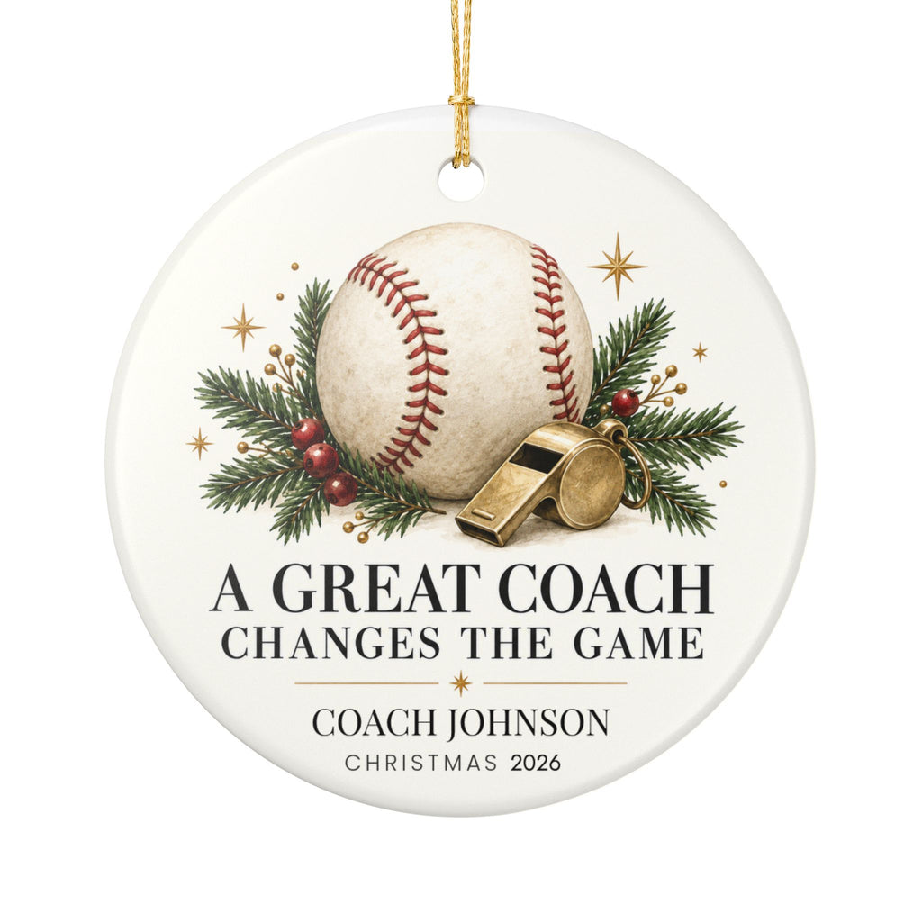 Personalized Baseball Coach Christmas Ornament, Custom Coach Name & Year, Baseball Coach Gift, Team Thank You Gift