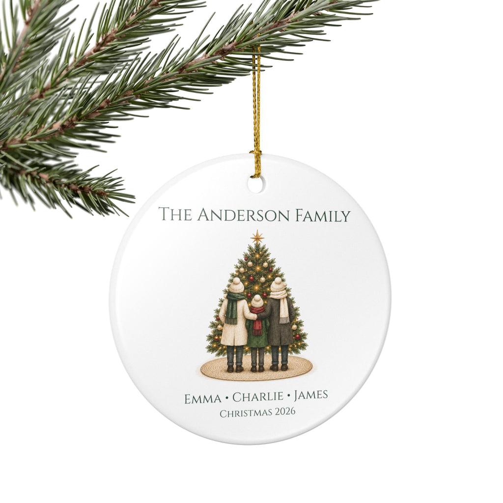 Personalized Family of 3 Christmas Ornament — Names & Year