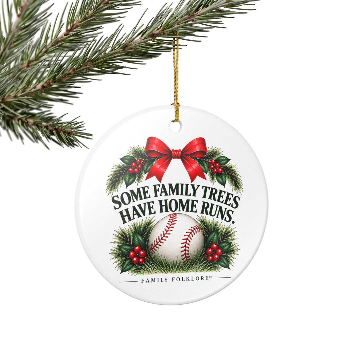 Baseball Christmas Ornament 2026, Some Family Trees Have Home Runs, Baseball Mom Gift, Baseball Family Keepsake, Ceramic Ornament