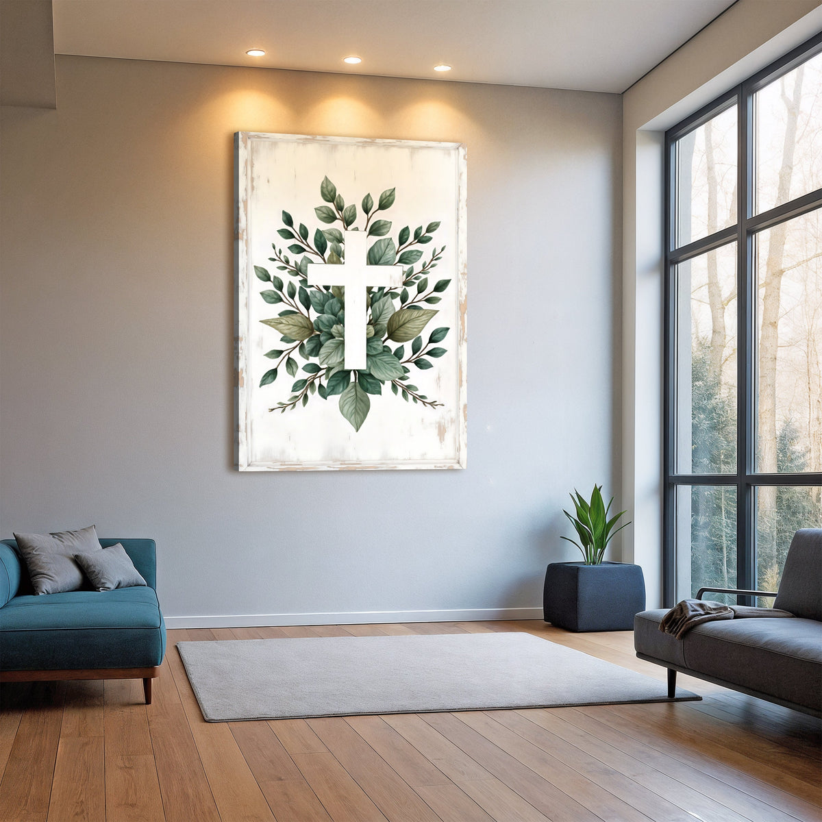 Minimalist Cross Christian Canvas Wall Art