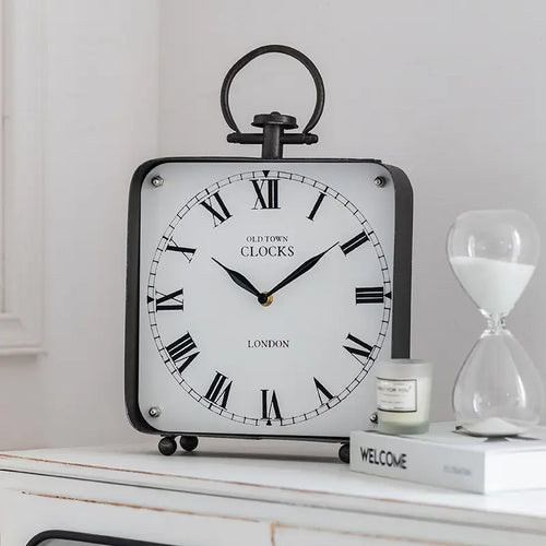 Black Vintage Style Large Metal Table Clock