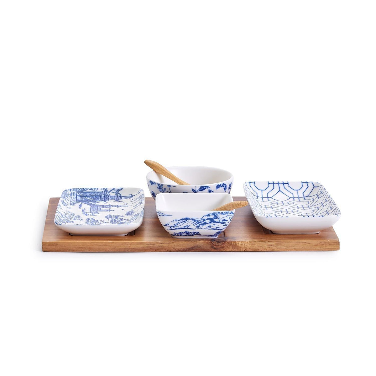Blue & White Chinoiserie Tapas Serving Set — 7 Pieces