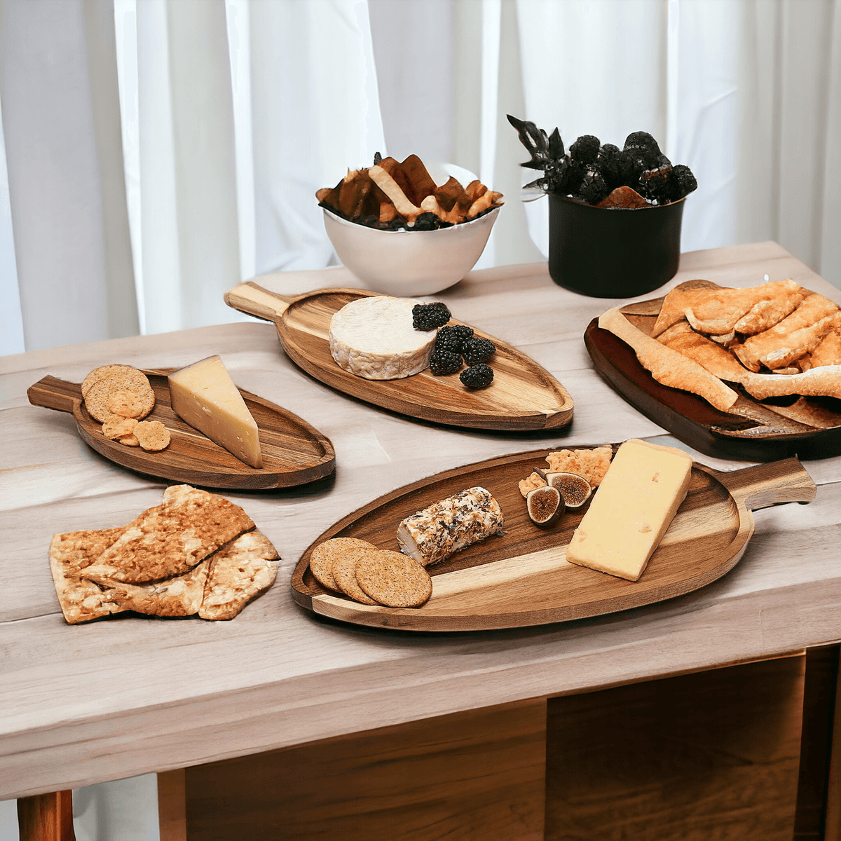 Acacia Leaf Serving Trays — Individual or Set of 3