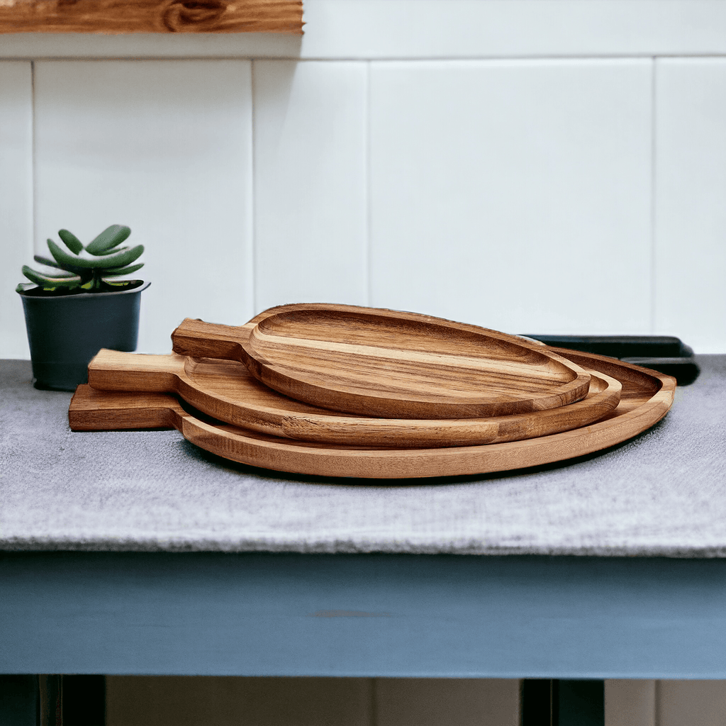 Acacia Leaf Serving Trays — Individual or Set of 3