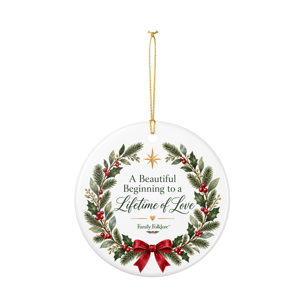Personalized Our First Christmas Married Ornament — Gold, Silver or Black