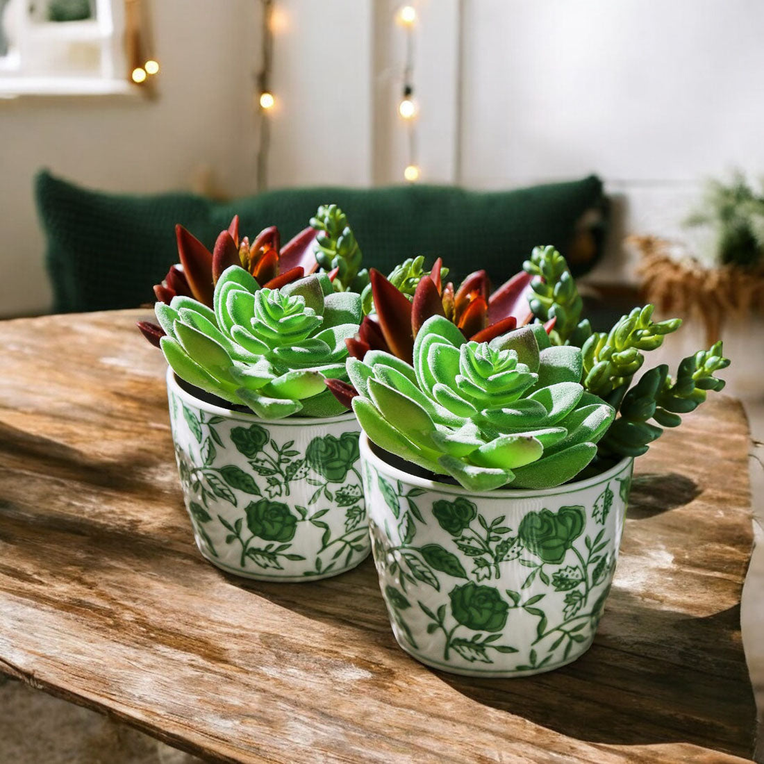 Mini Porcelain Cachepots — Green