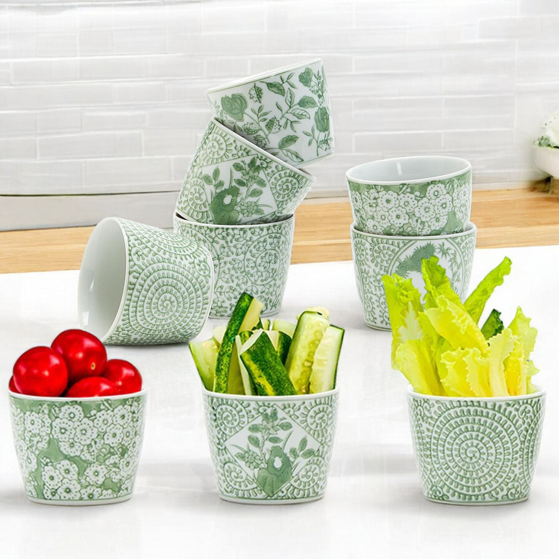 Mini Porcelain Cachepots — Green
