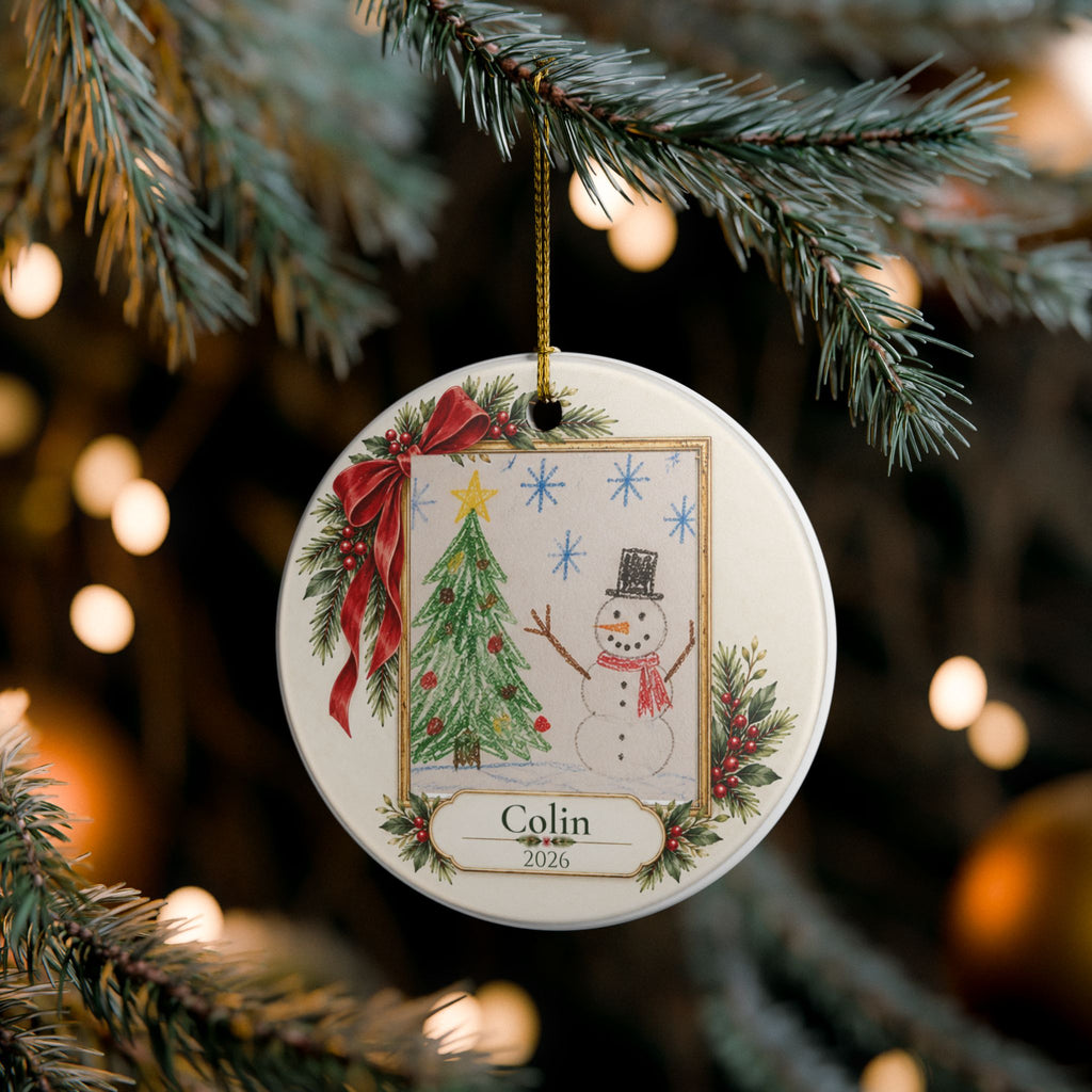 Personalized Kids Artwork or Photo Christmas Ornament – Name & Year Keepsake