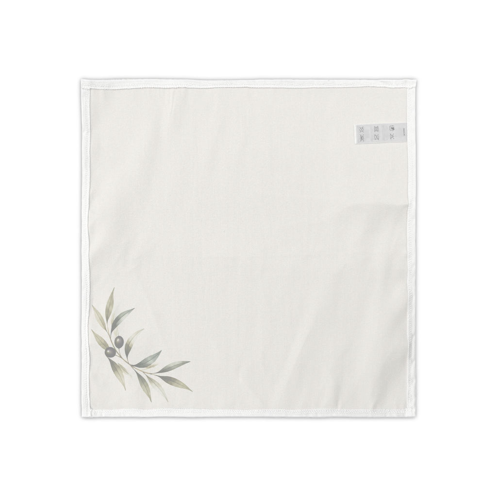 Olive Branch Napkins, Set of 4, Ivory and Sage Green Botanical Table Decor, 18 × 18 Inches