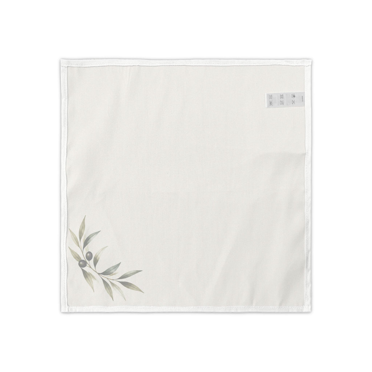 Olive Branch Napkins, Set of 4, Ivory and Sage Green Botanical Table Decor, 18 × 18 Inches