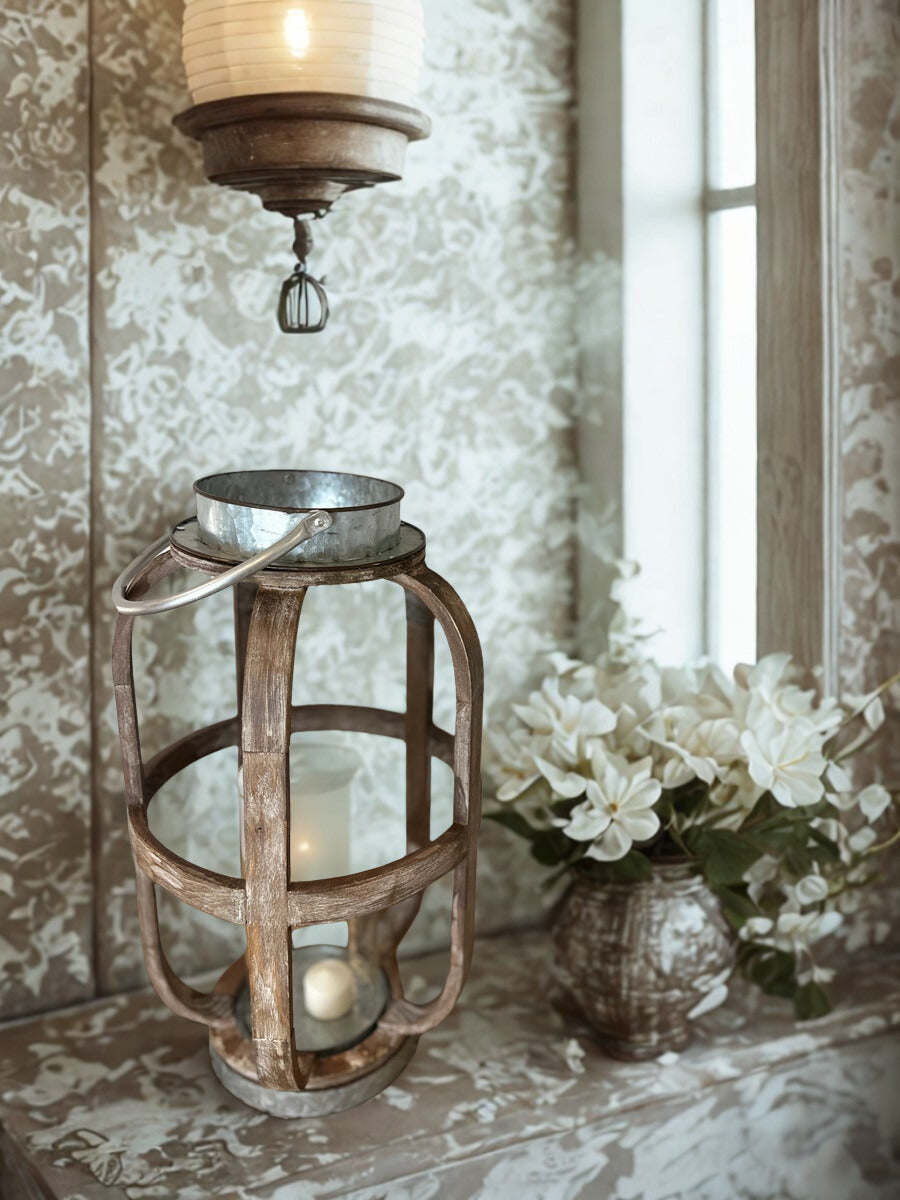 Wood & Metal Candle Lantern