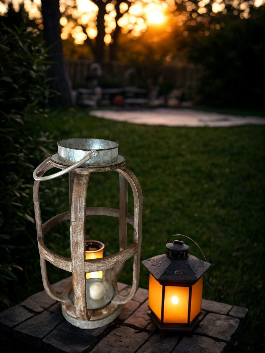 Wood & Metal Candle Lantern