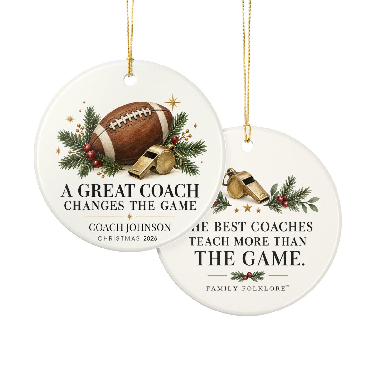 Personalized Great Coach Christmas Ornament — Five Sports