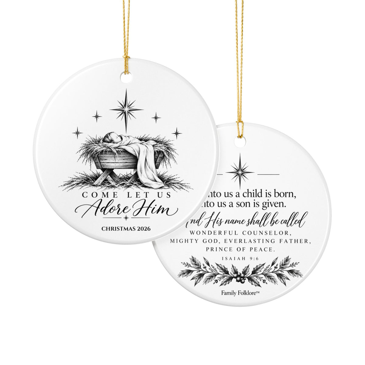 Personalized Manger Christmas Ornament — Isaiah 9:6