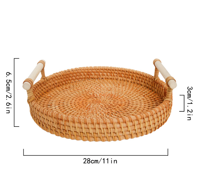 Woven Rattan Serving & Picnic Tray