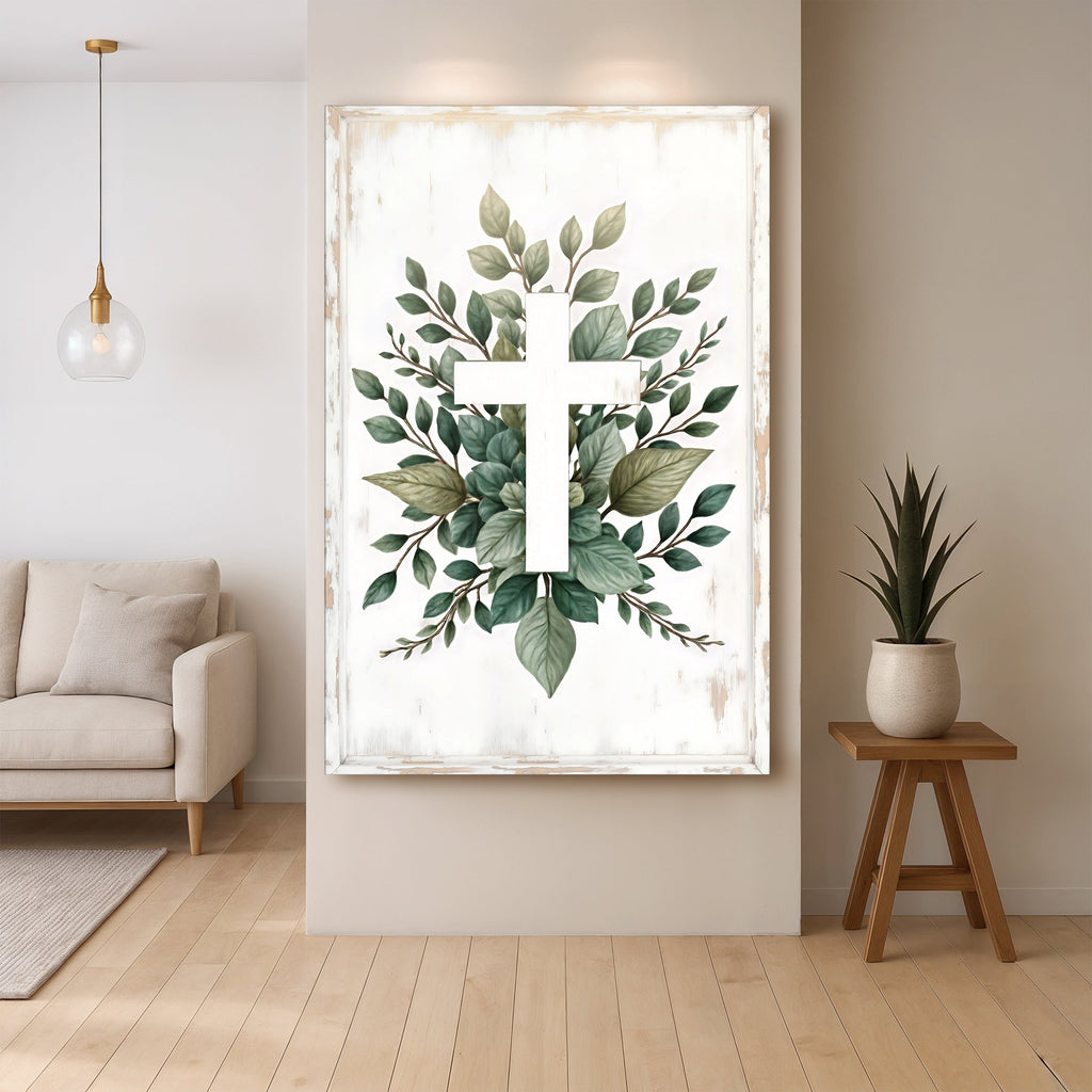 Minimalist Cross Christian Canvas Wall Art