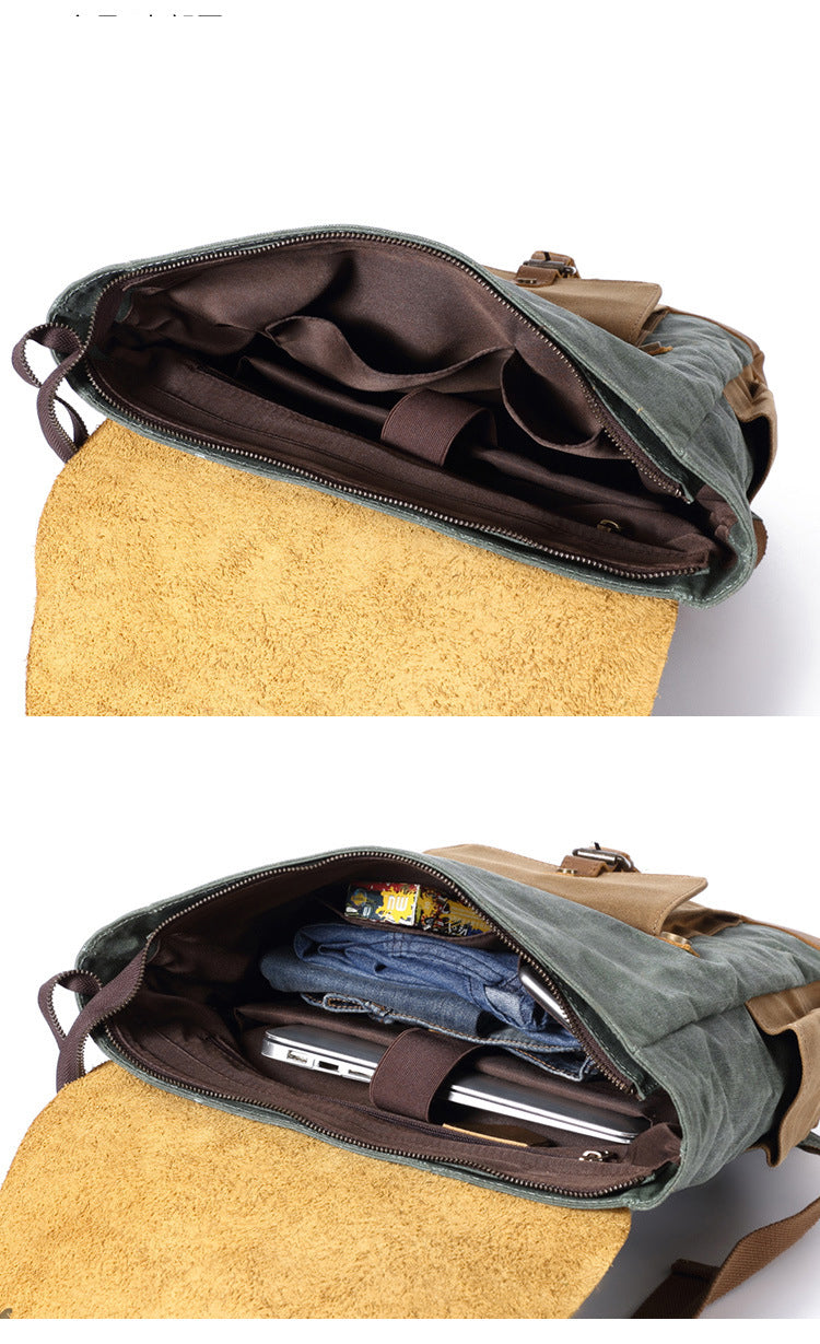 Vintage Canvas & Leather Laptop Backpack
