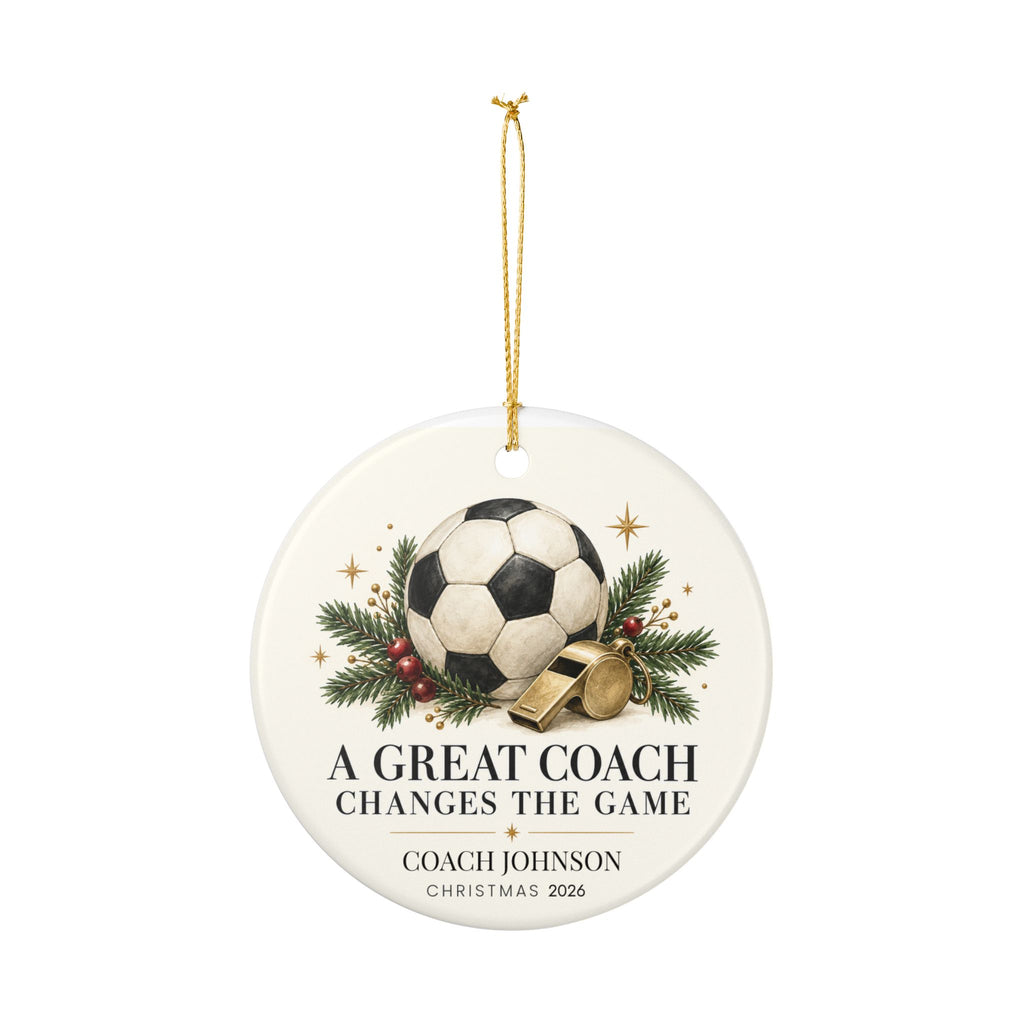 Personalized Soccer Coach Christmas Ornament, Custom Coach Name & Year, Soccer Coach Gift, Team Thank You Gift