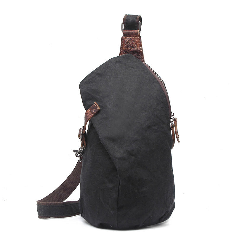 Vintage Canvas & Leather Crossbody Sling Bag
