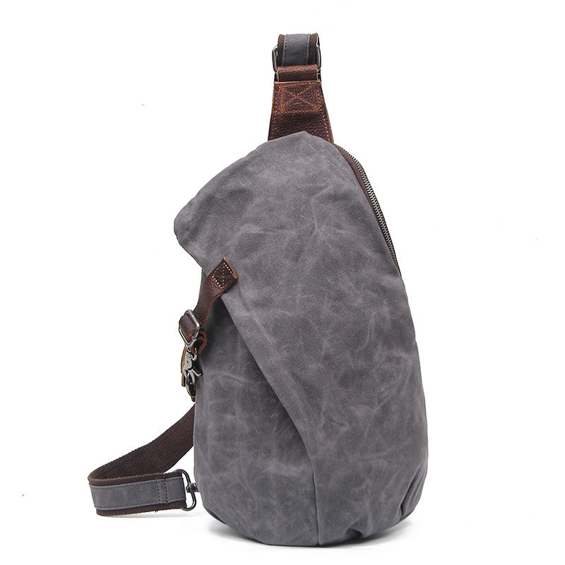 Vintage Canvas & Leather Crossbody Sling Bag