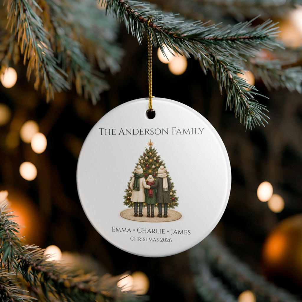 Personalized Family of 3 Christmas Ornament — Names & Year