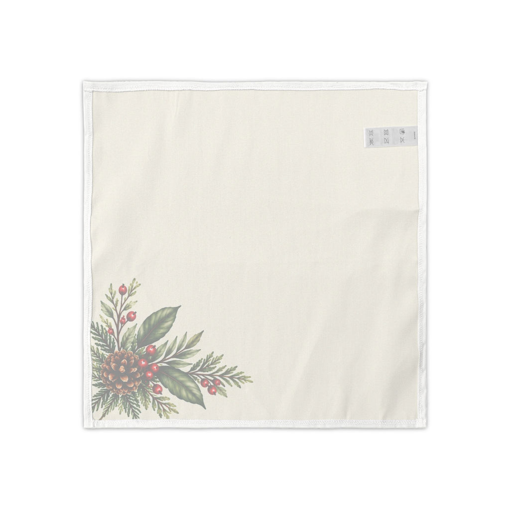 Evergreen Christmas Napkins, Set of 4, Pinecone and Berry Table Decor, 18 × 18 Inches