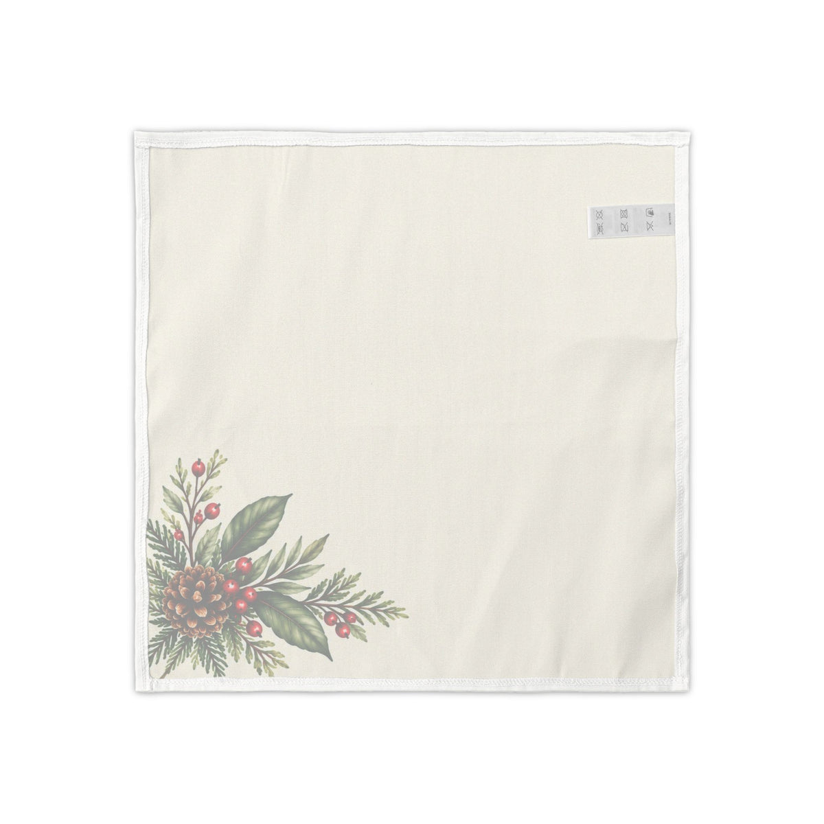 Evergreen Christmas Napkins, Set of 4, Pinecone and Berry Table Decor, 18 × 18 Inches