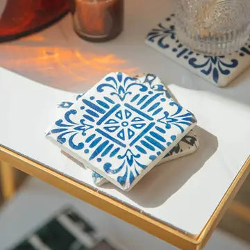 Nature Print Resin Coasters — Set of 4