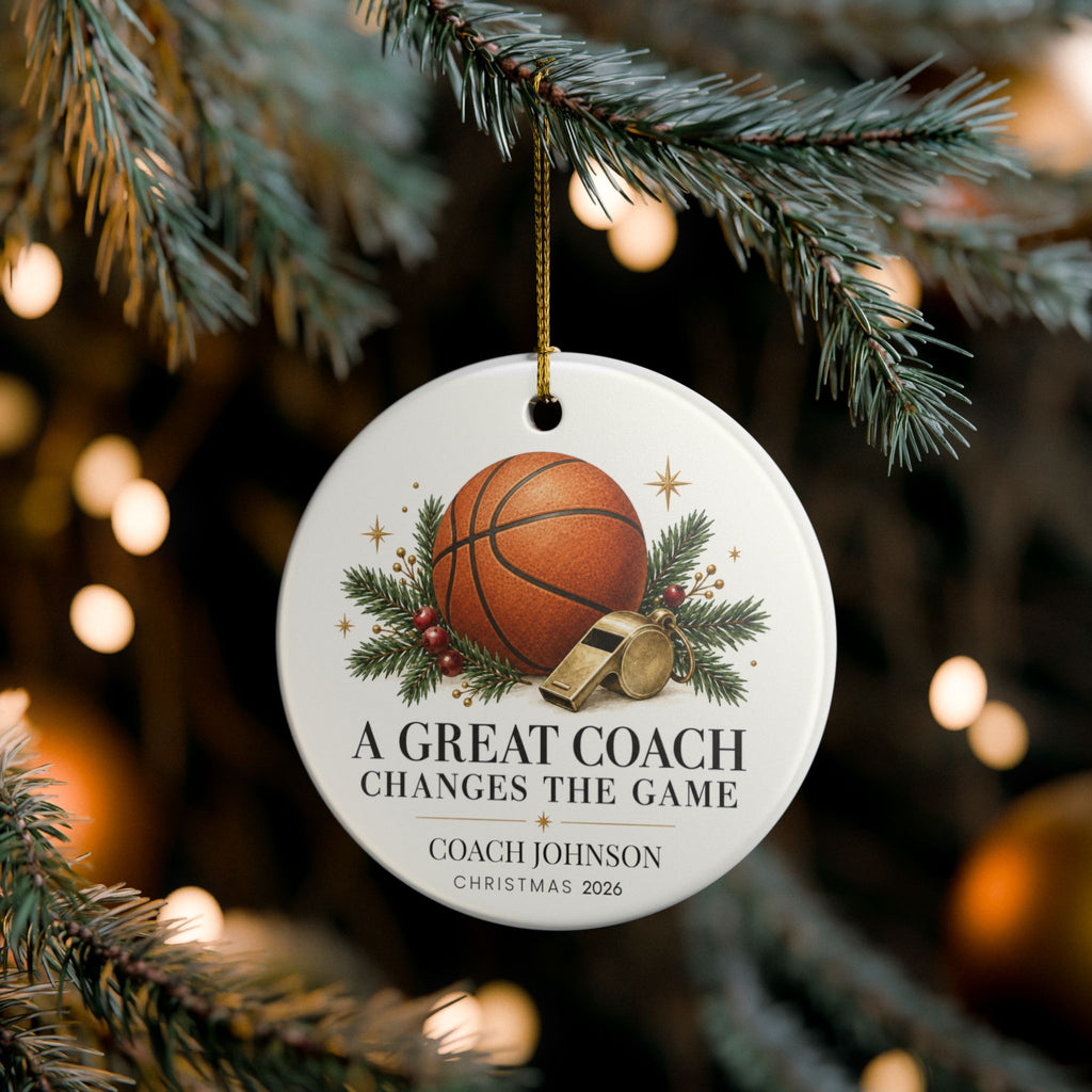 Personalized Basketball Coach Christmas Ornament, Custom Coach Name & Year, Basketball Coach Gift, Team Thank You Gift