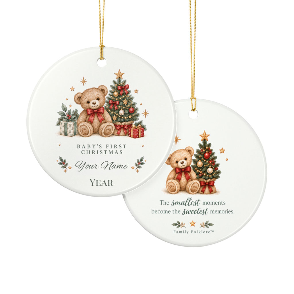 Personalized Baby’s First Christmas Ornament — Teddy Bear