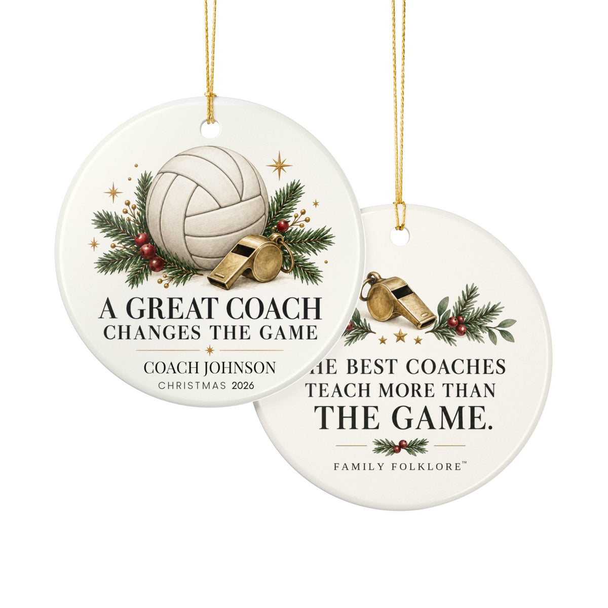Personalized Volleyball Coach Christmas Ornament, Custom Coach Name & Year, Volleyball Coach Gift, Team Thank You Gift