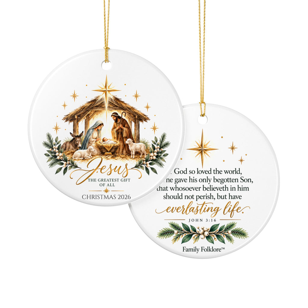 Personalized Nativity Christmas Ornament — John 3:16