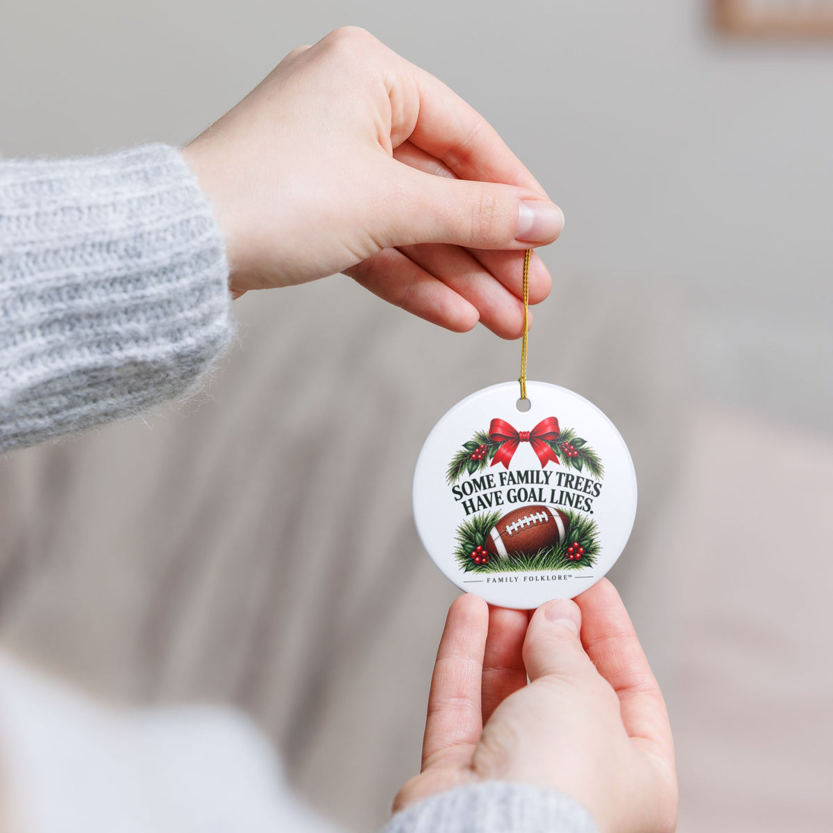 Football Christmas Ornament 2026, Some Family Trees Have Goal Lines, Football Mom Gift, Football Family Keepsake, Ceramic Ornament