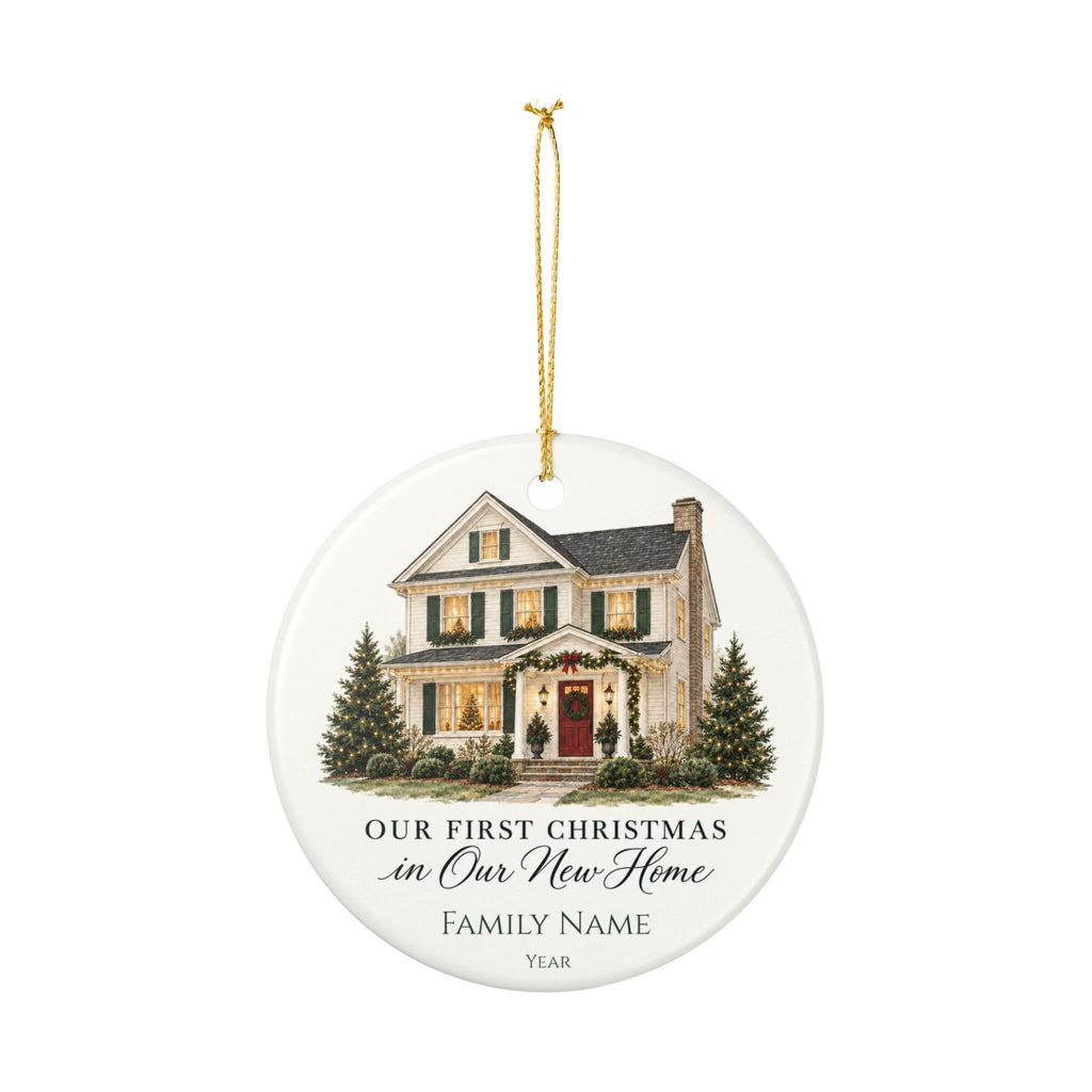 Personalized First Christmas in Our New Home Ornament — Family Name & Year