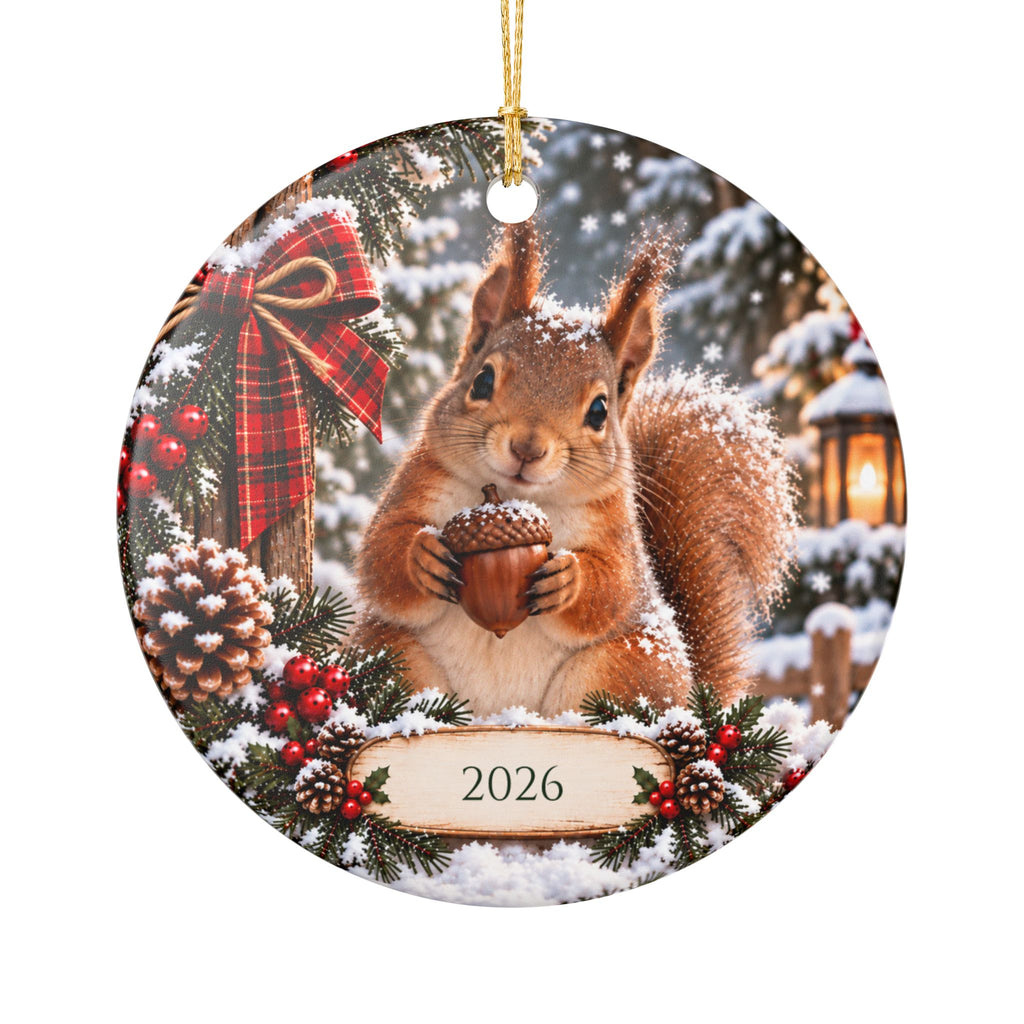 Personalized Squirrel Christmas Ornament — Custom Year