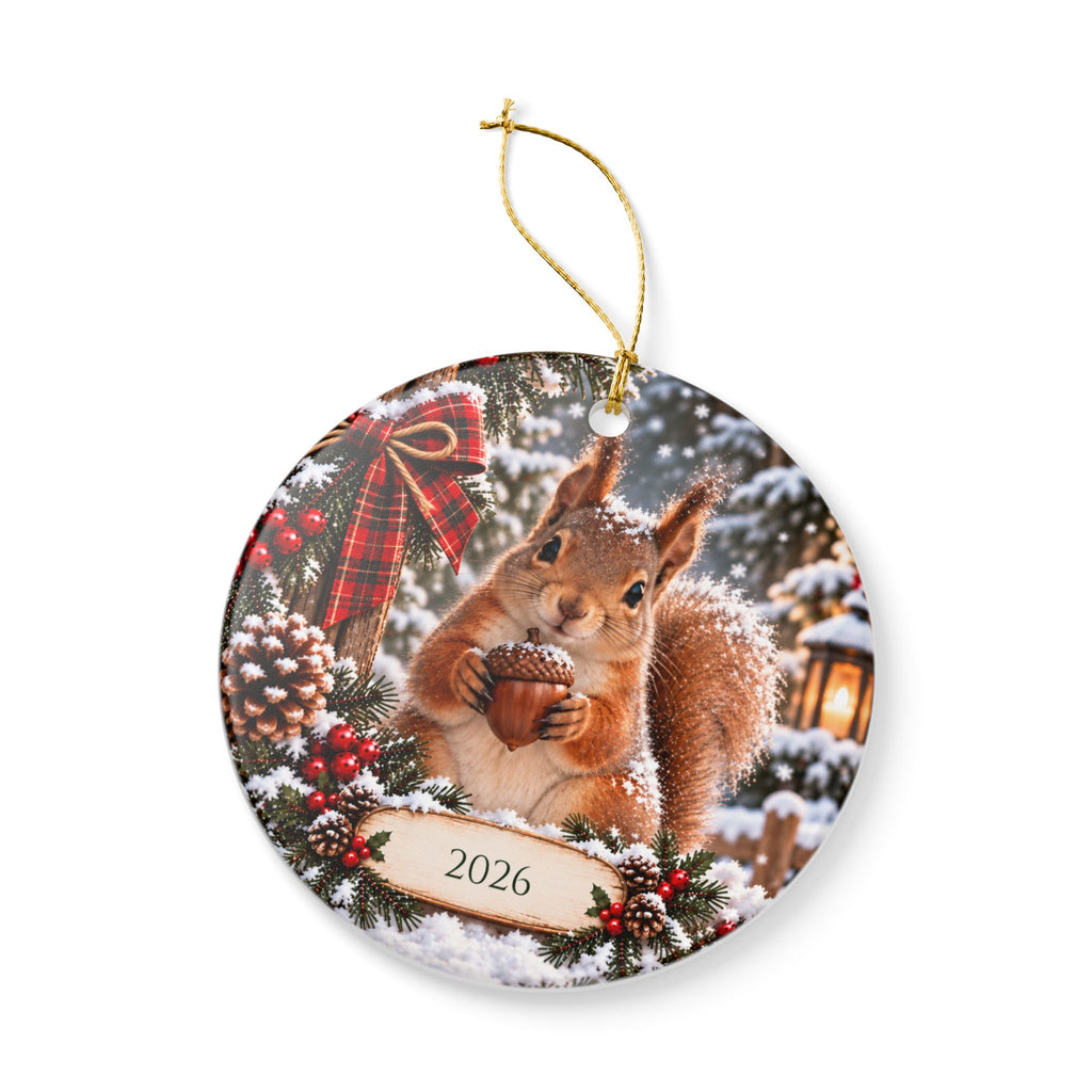 Personalized Squirrel Christmas Ornament — Custom Year