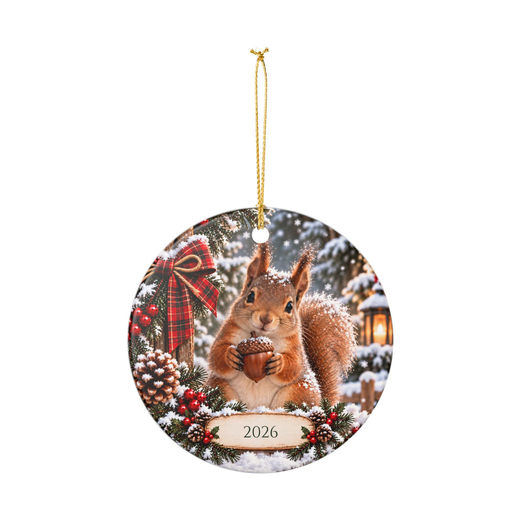 Personalized Squirrel Christmas Ornament — Custom Year