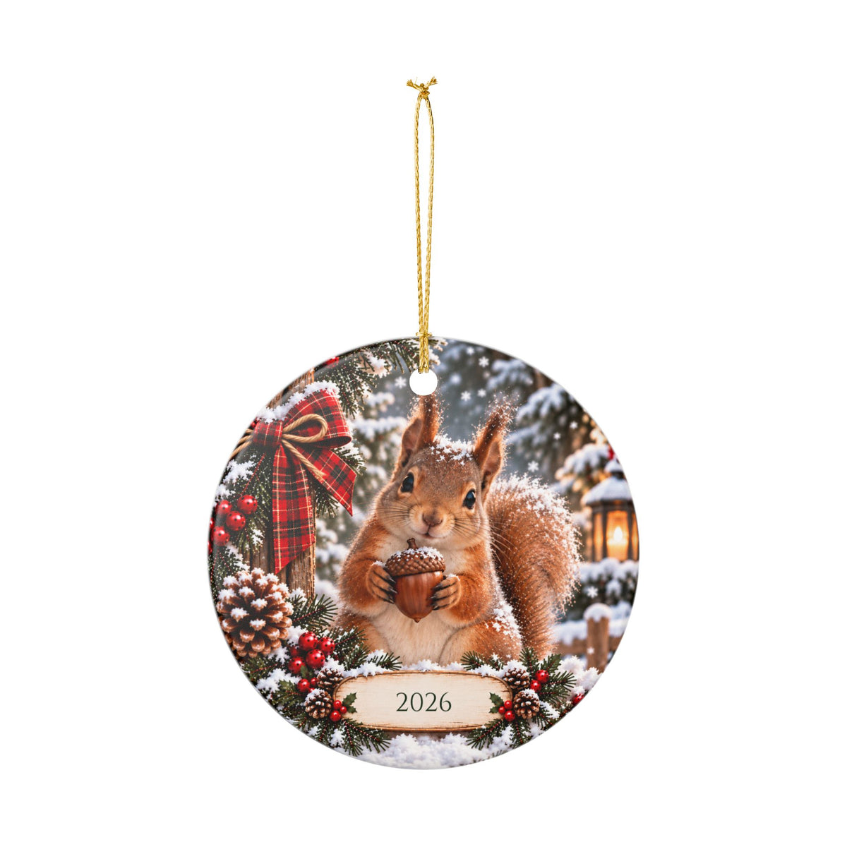 Personalized Squirrel Christmas Ornament — Custom Year