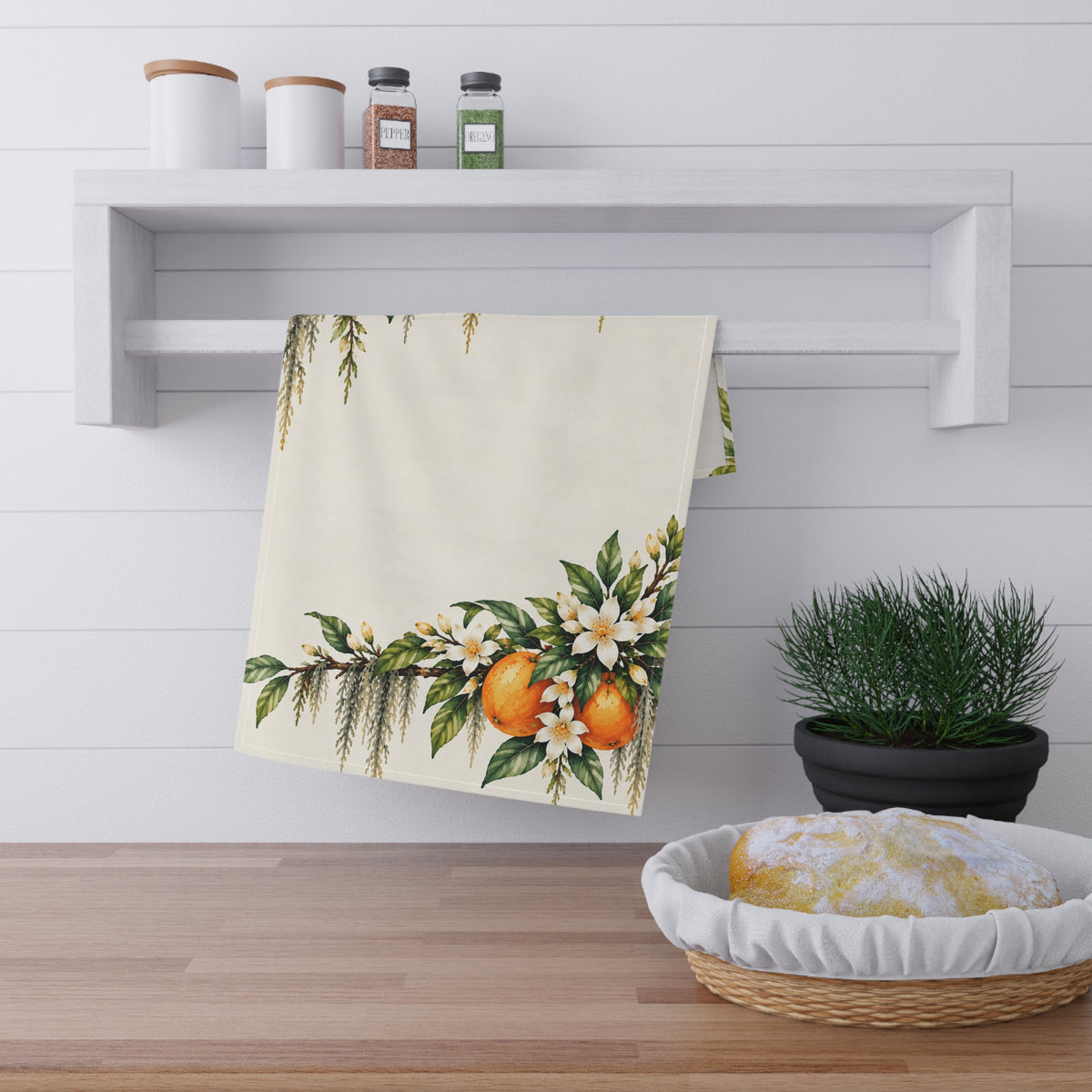 Florida Orange Blossom Tea Towel, Vintage Citrus Botanical Kitchen Towel, Old Florida Decor, Southern Gift