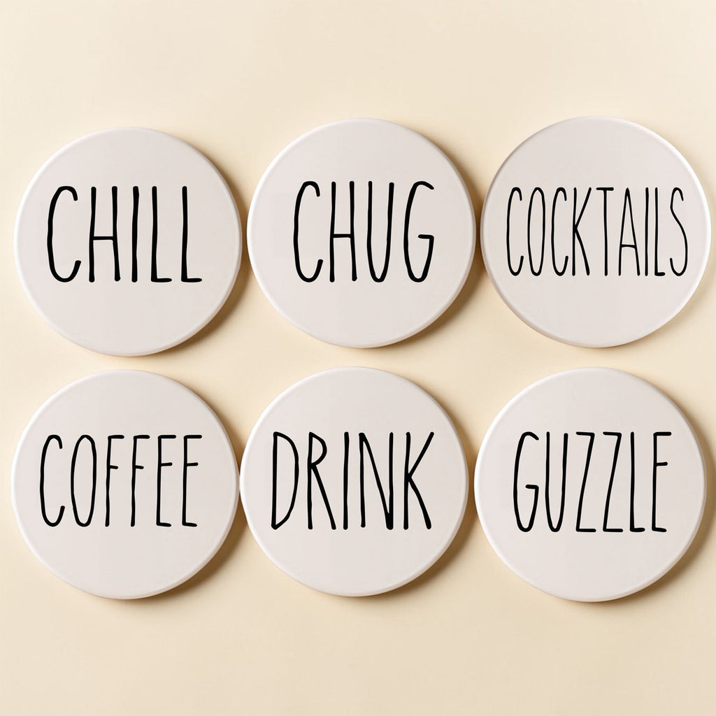 Minimalist Word Ceramic Coasters