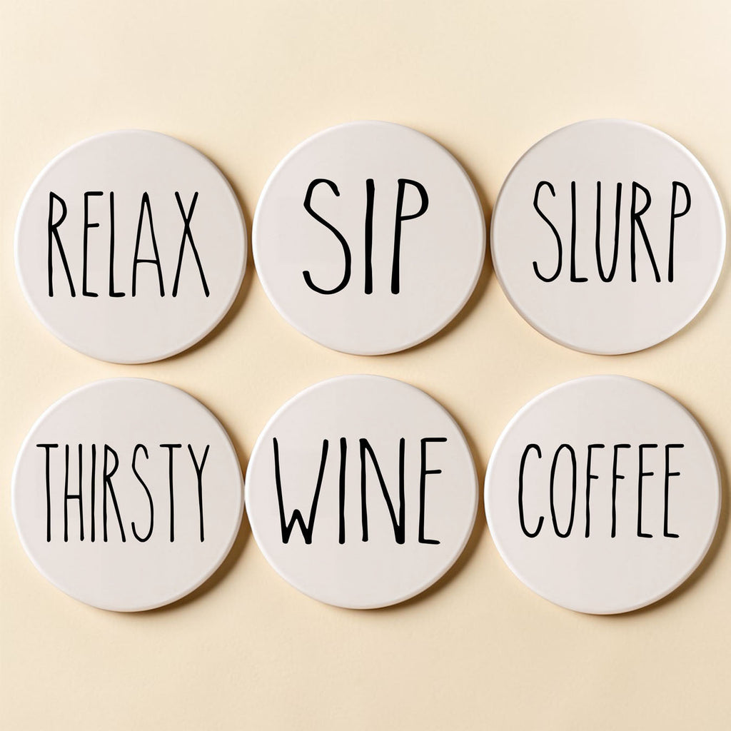 Minimalist Word Ceramic Coasters