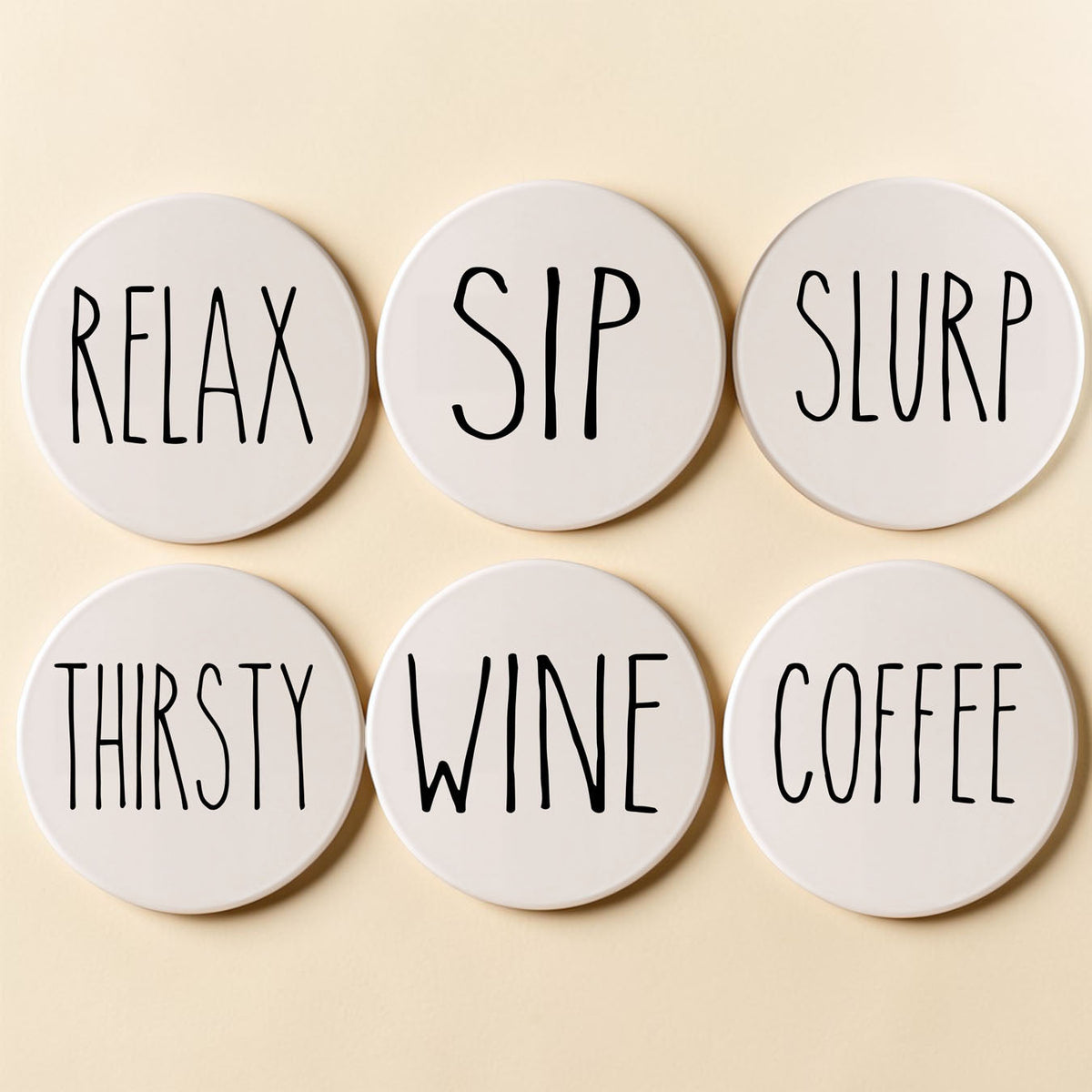 Minimalist Word Ceramic Coasters