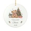 Personalized Baby Girl’s First Christmas Ornament — Pink Teddy Bear