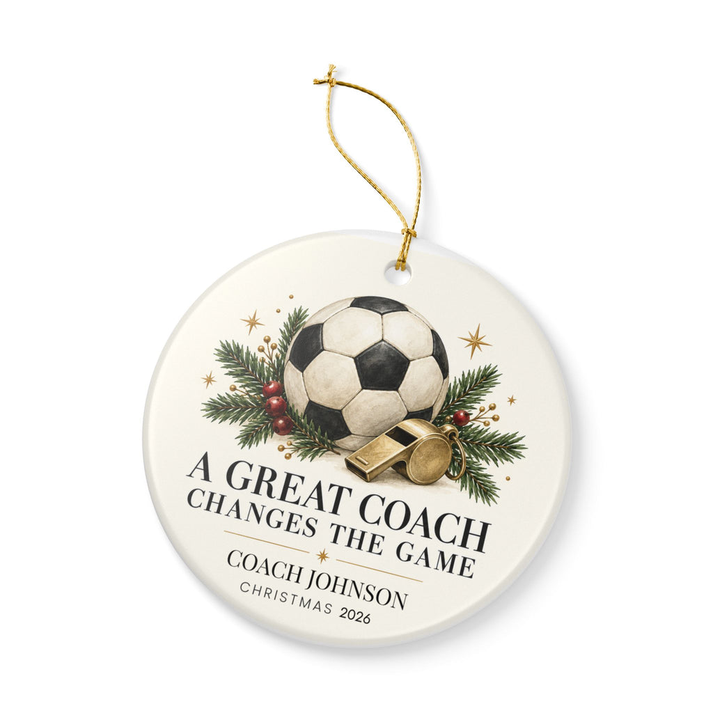 Personalized Soccer Coach Christmas Ornament, Custom Coach Name & Year, Soccer Coach Gift, Team Thank You Gift
