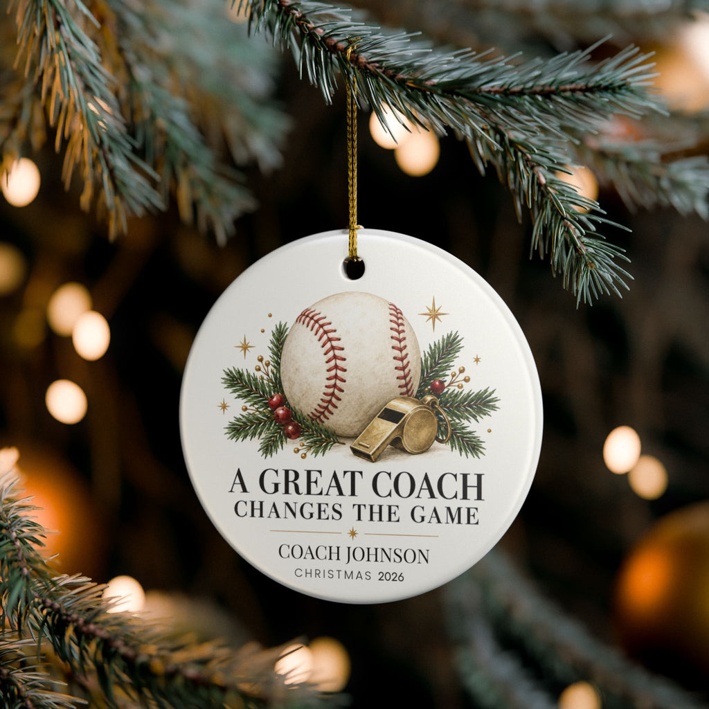 Personalized Baseball Coach Christmas Ornament, Custom Coach Name & Year, Baseball Coach Gift, Team Thank You Gift