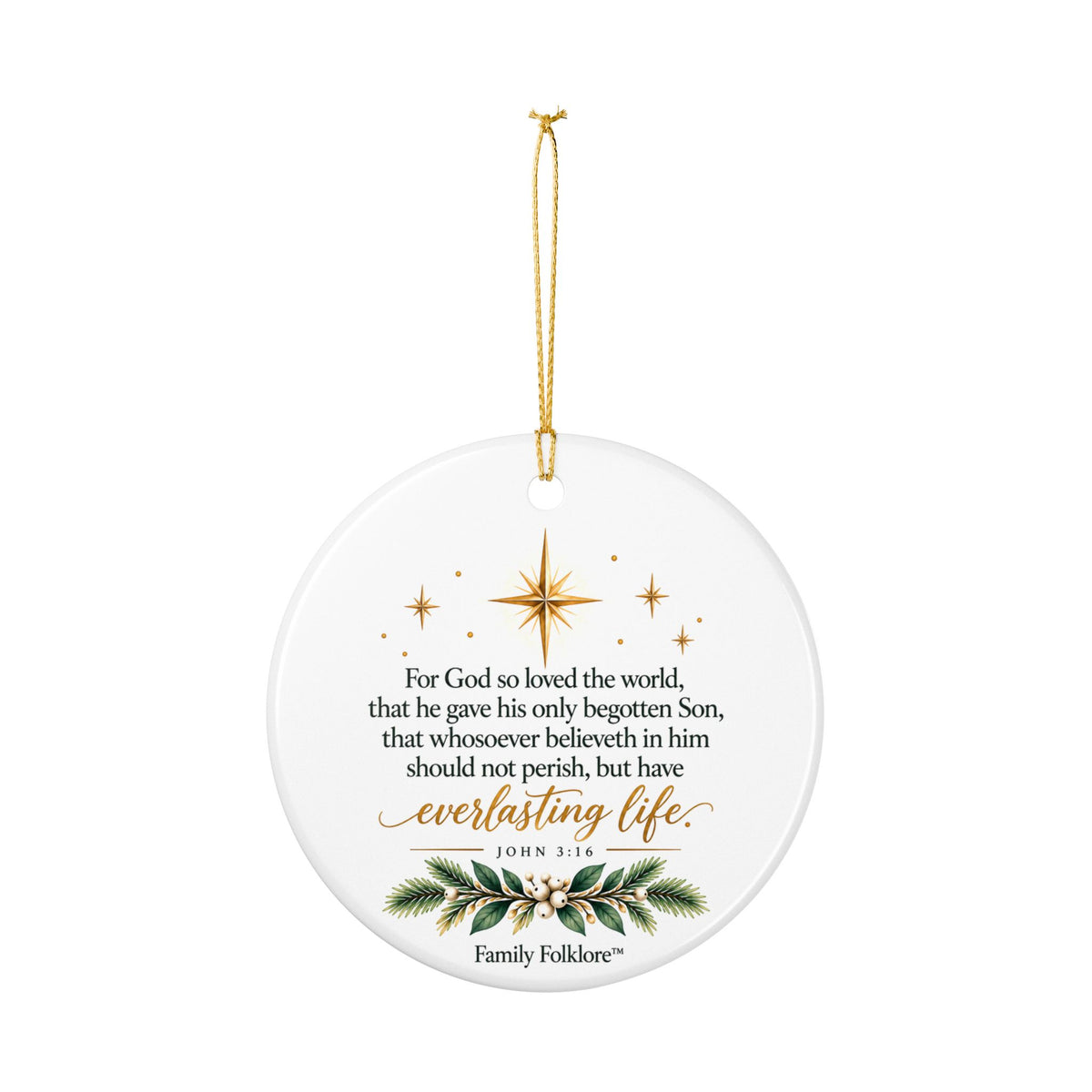 Personalized Nativity Christmas Ornament — John 3:16