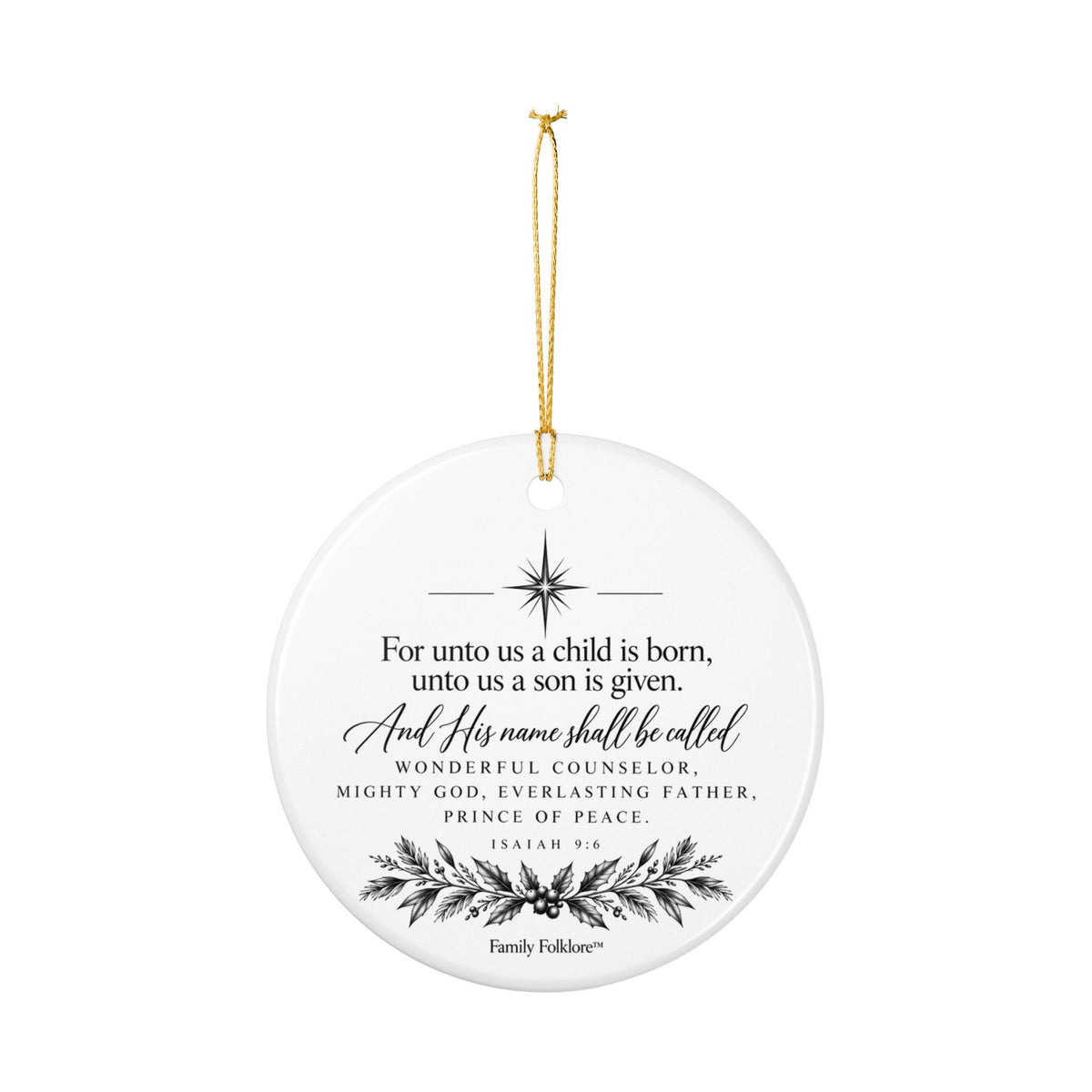 Personalized Manger Christmas Ornament — Isaiah 9:6