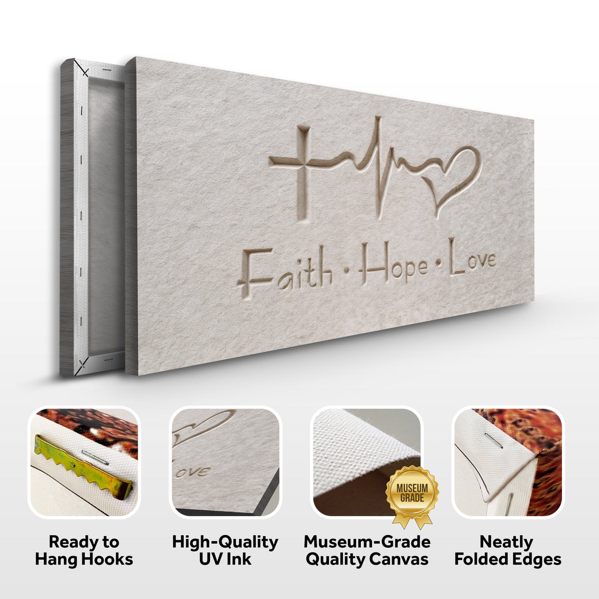 Faith, Hope & Love Christian Canvas Wall Art